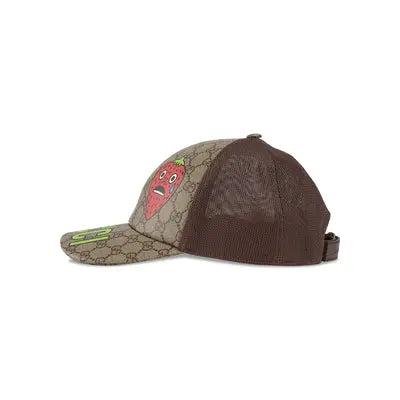 Gucci Strawberry Supreme Baseball Hat 'Beige And Ebony'