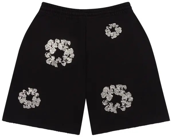 Denim Tears Cashmere Swarovski Cotton Wreath Shorts 'Black'